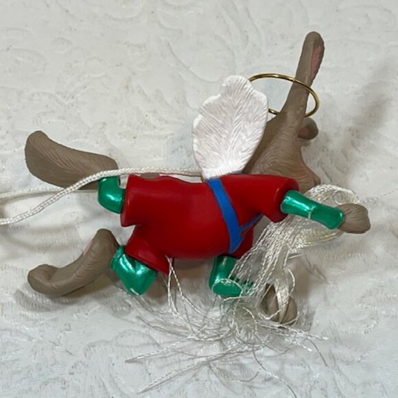 VTG 1994 Hallmark Keepsake Flying "Angel Hare" w/Brass Halo Christmas Ornament - Picture 11 of 14